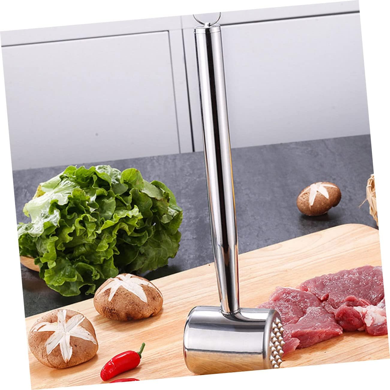 2pcs Stainless Steel Meat Tenderizer Hammers Heavy Duty Kitchen Tools for Steak Pork and Beef for Home Cooking Restaurants and Hotels Easy to Clean and Use