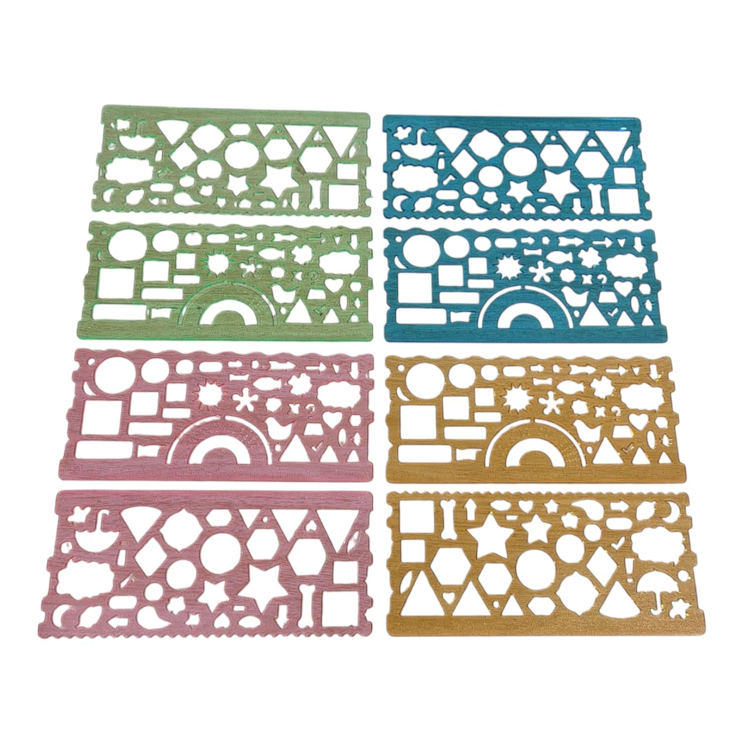 Radiance 8 Pcs Colorful Drawing Stencils Set for Kids & Adults | Reusable Plastic Template Shapes for Journaling, Scrapbooking, Planner, and DIY Craft Projects (Geometric, Shapes & Icon)-image-9