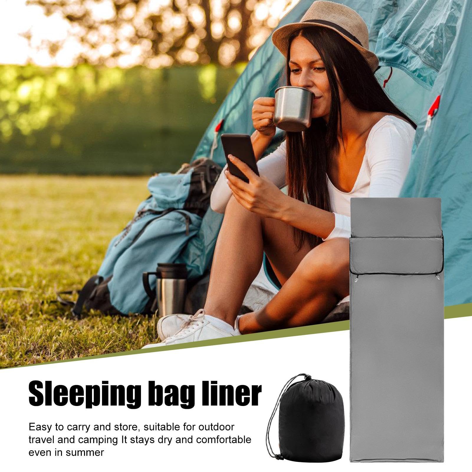 Saco de dormir para clima frío, saco de dormir para camping, ligero, para senderismo, extraíble y lavable, para mochila, hotel, camping, hostales