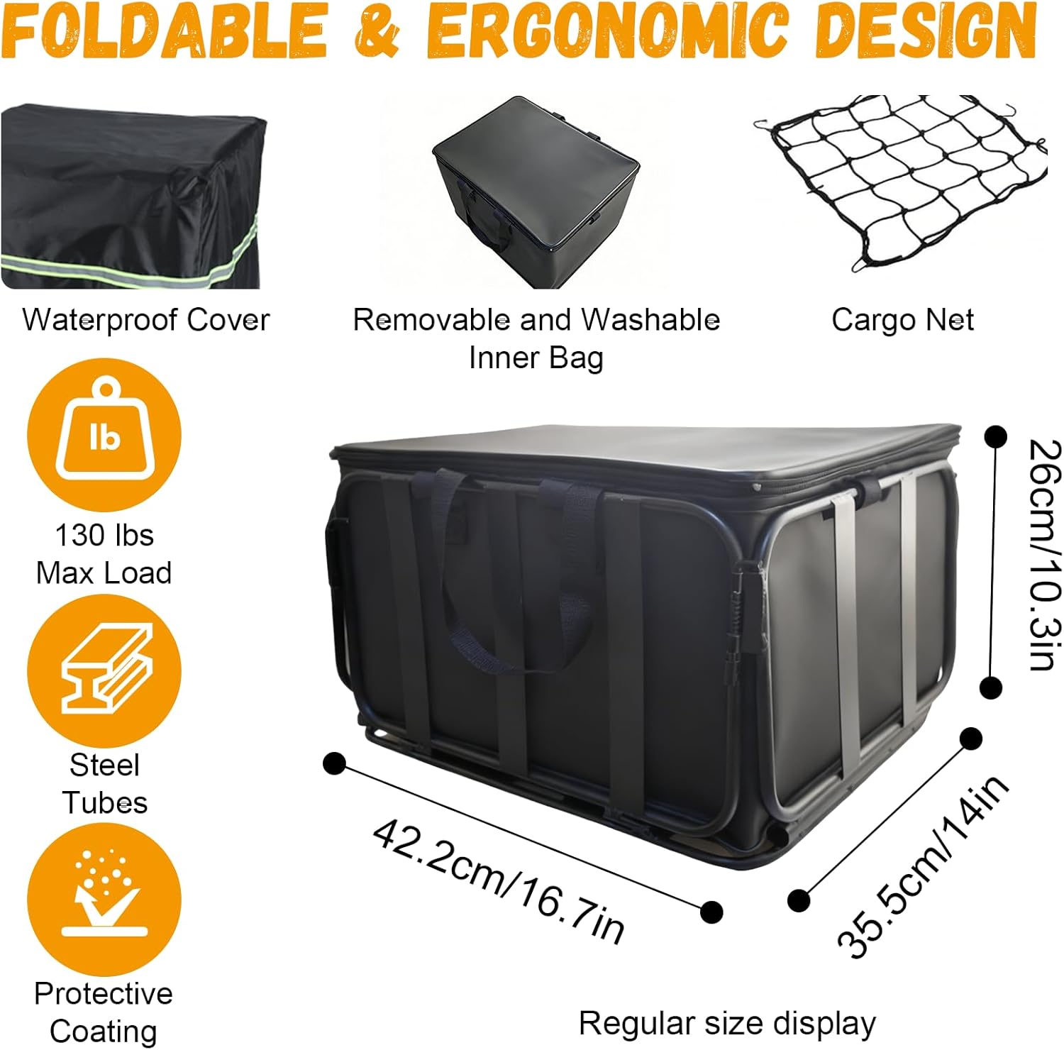 Rear Rack Bike Basket for E-Bikes & Bikes with Waterproof and Insulated Liner, Cargo Net and Rain Cover, Large Bicycle Basket Perfect Groceries, Dogs, Pets & Daily Commutes
