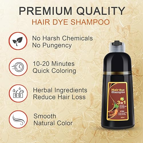 Miniatura 3 de KINGMING Champú de tinte para cabello marrón 3 en 1 para cabello, tinte natural para cobertura del cabello, champú de color para cabello tratado con