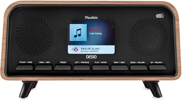 Audizio Desio Retro DAB+ Digital Radio with Bluetooth, FM, USB, 50 Presets, Stereo Speakers, Large 2.4-Inch Colour Display, Vintage Light Wood, Home Audio, Easy Controls