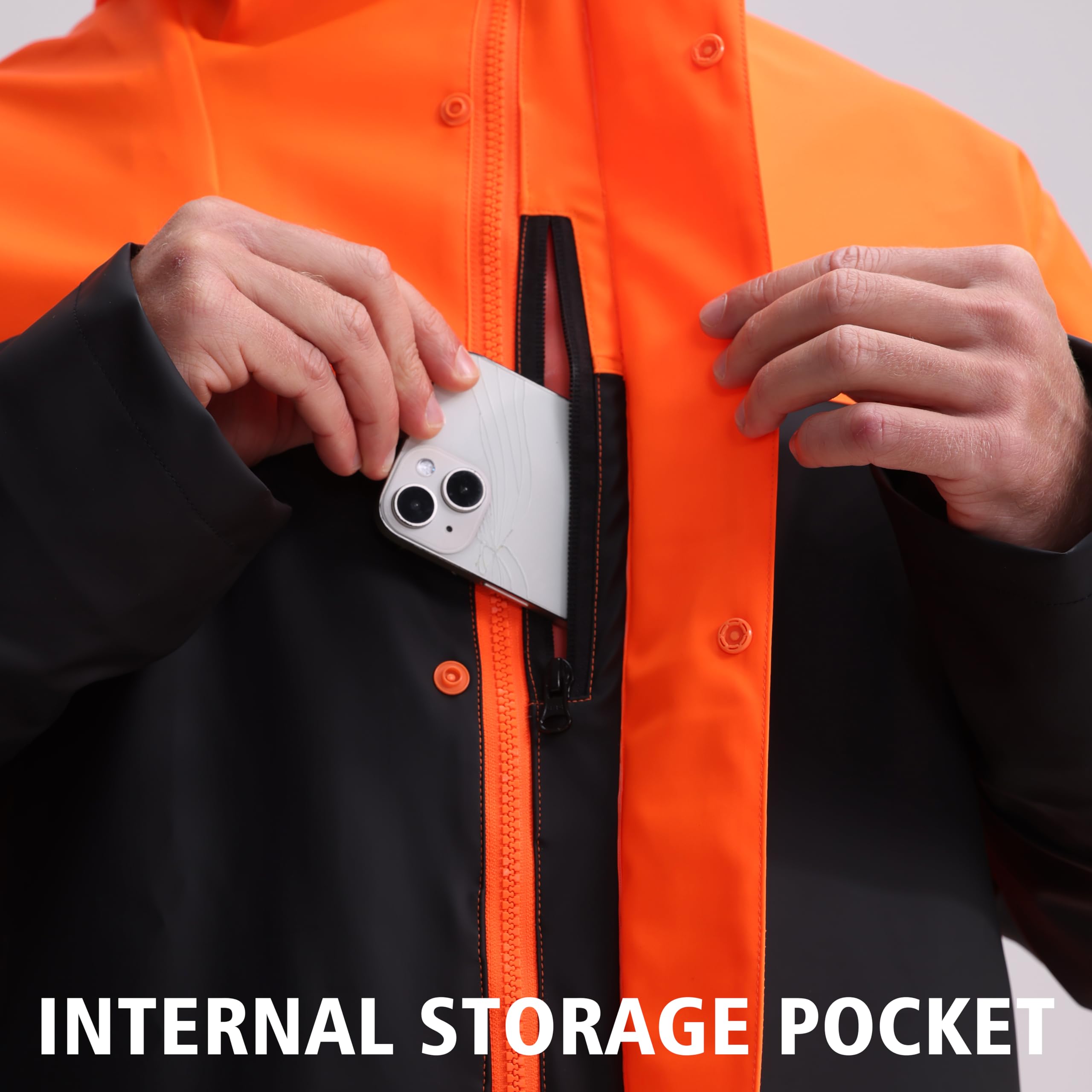 PRO Herren Regenanzug Wasserdicht PU - Robuste Arbeits Regenjacke mit Kapuze & Latzhose, Regenbekleidung für Bau, Angeln, Outdoor WS-017