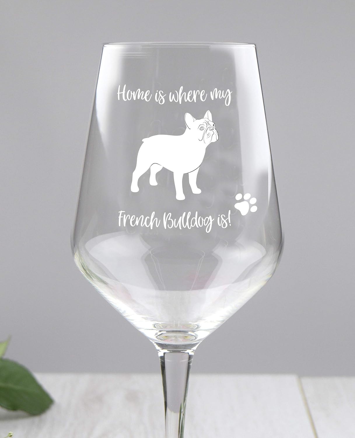 French Bulldog Wine Glass, Personalised Engraved Crystal Wine Glass For