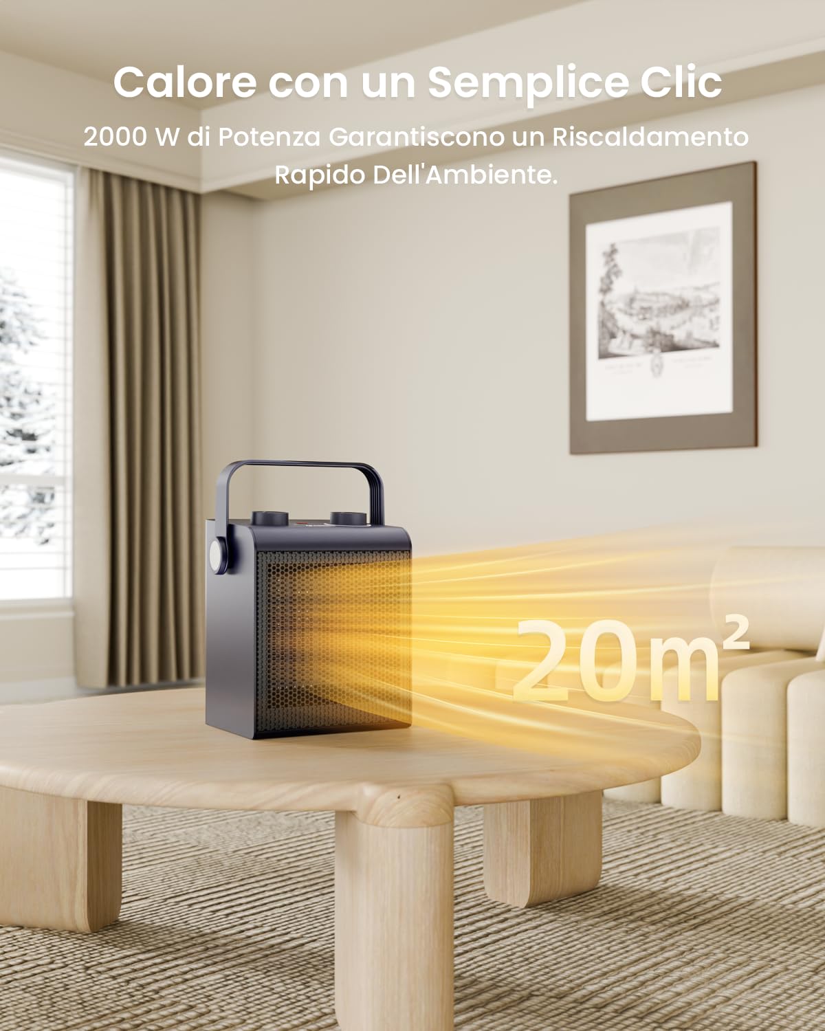 AIRMATE Stufetta Elettrica Basso Consumo, 2000W Termoventilatore Ceramico, Stufa Elettrica Basso Consumo, Riscaldamento Elettrico, 3 Modalità, Protezione Da Surriscaldamento E Ribaltamento, Leggero