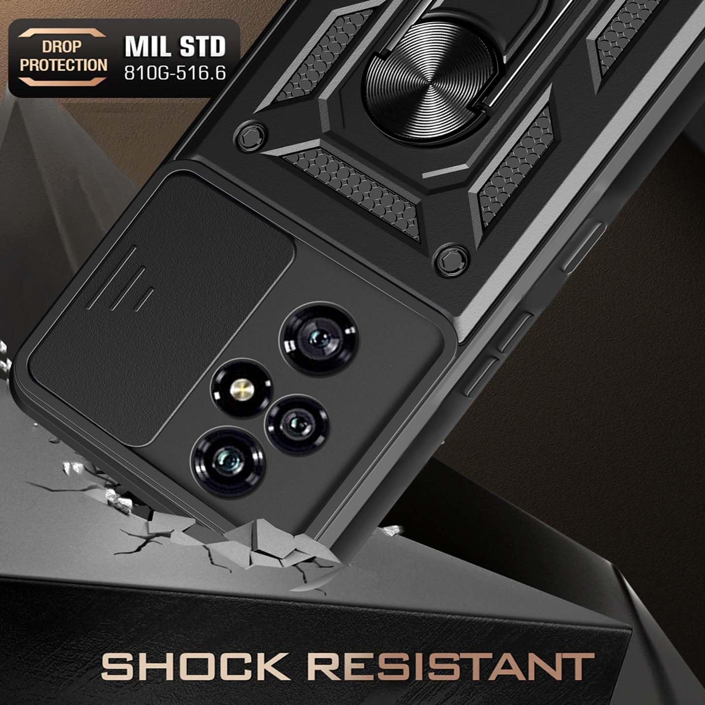 Coque Double Couche Honor 200 Pro - Protection Militaire, Couvercle Coulissant Caméra, Support Magnétique 360°