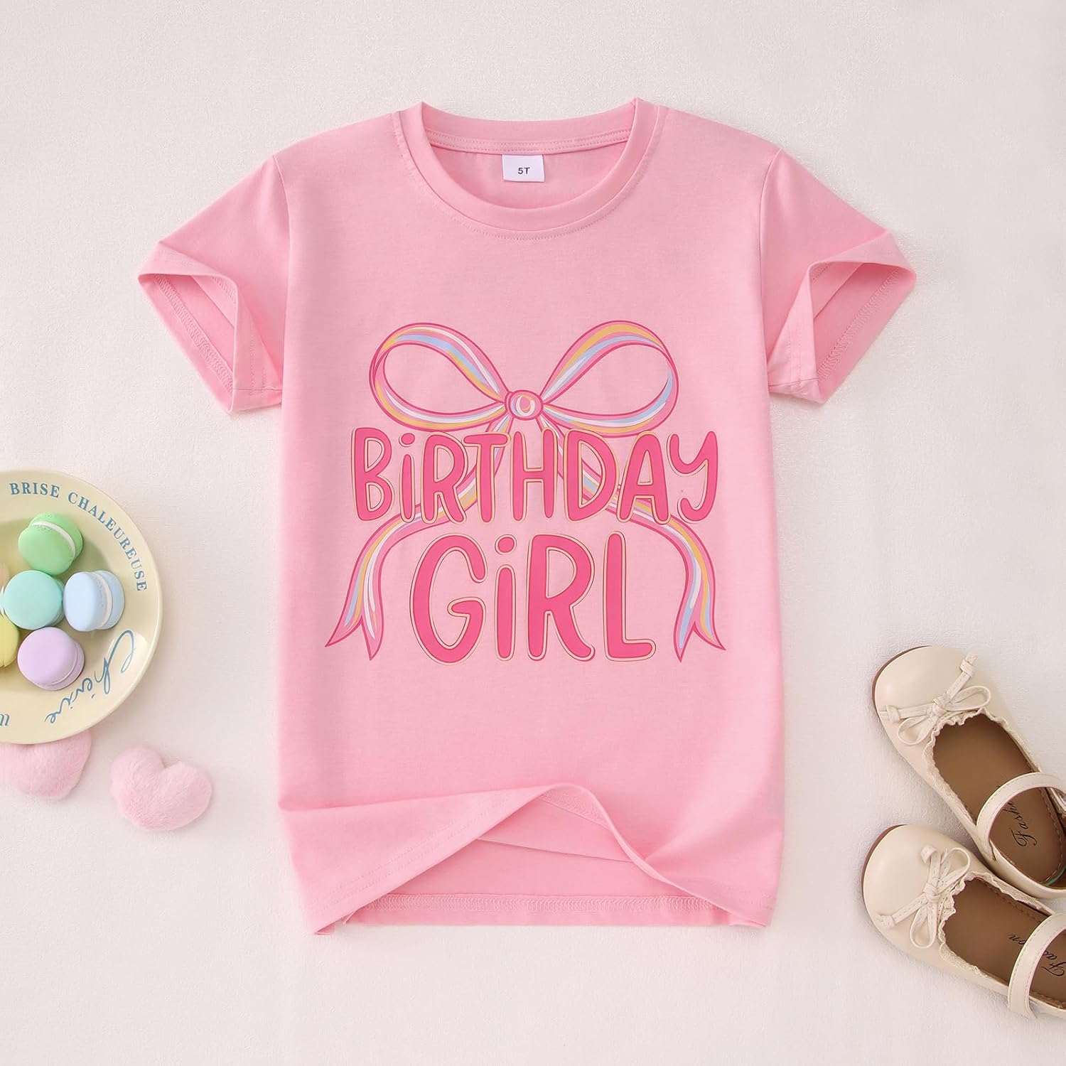 BOUTIKOME Bow Birthday Girl Shirt Toddler Girl Birthday Tshirt 1st 2nd 3rd 4th 5th 6th 7th 8th 9th Kid Bday Party Gift Outfit