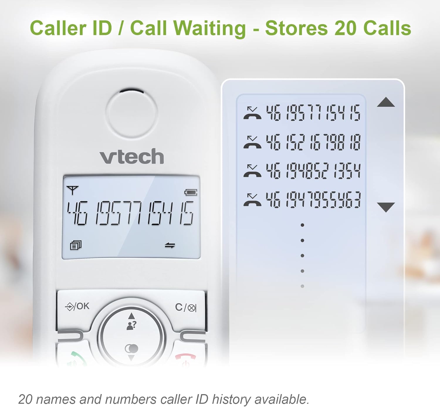 Close-up of call block button on VTech CS1500