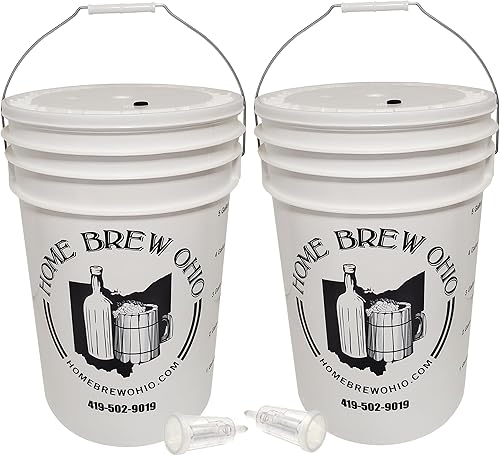 Miniatura 8 de Home Brew Ohio Cubo de fermentación de 6.5 galones con tapa con ojales y esclusa de aire de tres piezas