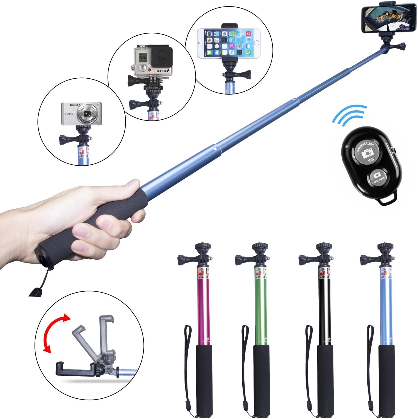 SAVFY® Selfie Stick Poche Autoportrait Monopod Pôle Réglable Auto