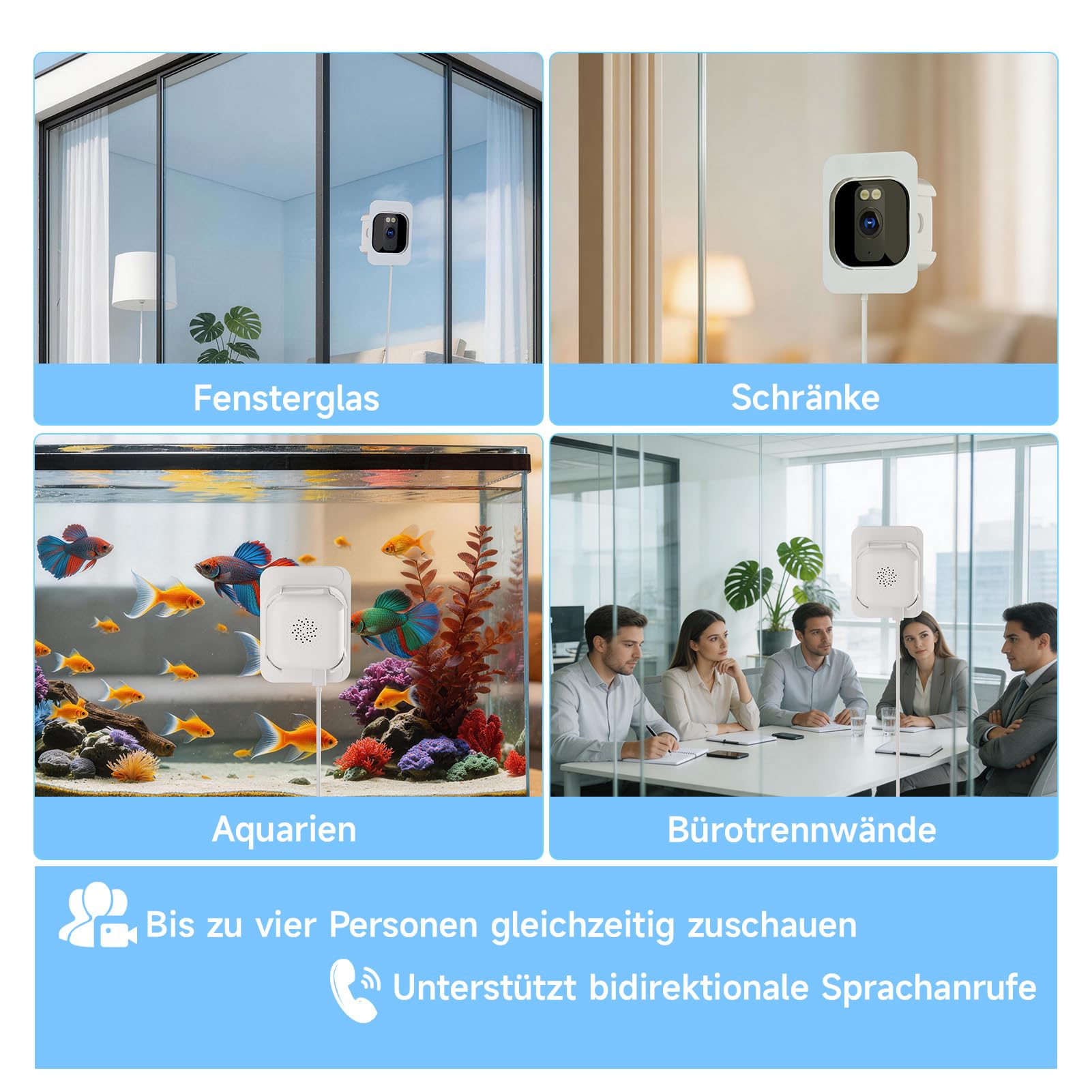 fanxiang 3MP 2K HD Fenster Kamera, WiFi & Bluetooth Überwachungskamera | Innen, Farb-Nachtsicht, 24/7-Aufnahme, Bewegungsmelder, Zwei-Wege Audio, Live Übertragung Handy, RTSP/ONVIF Unterstützung
