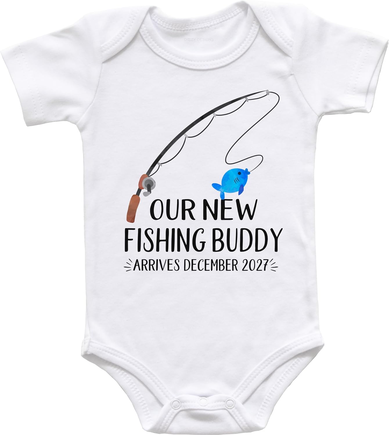 Our New Fishing Buddy Arrives - Customizable Pregnancy Announcement Baby Bodysuit - Personalized Reveal