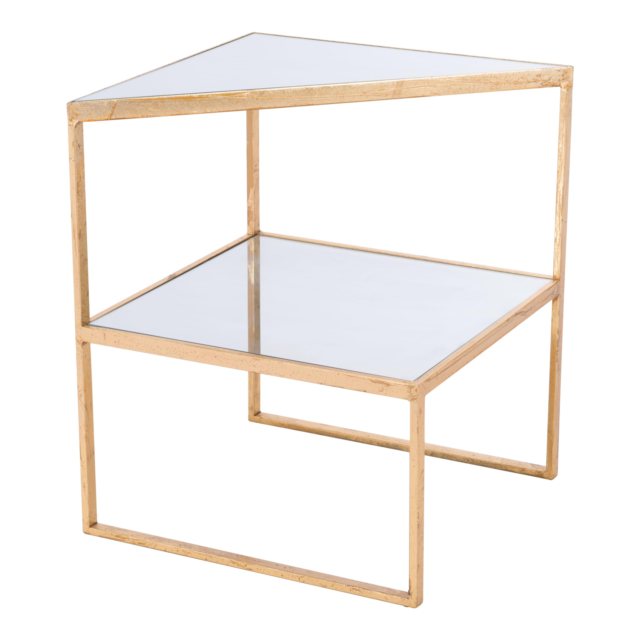 Photo 1 of Zuo Modern Planes Side Table Gold & Mirror