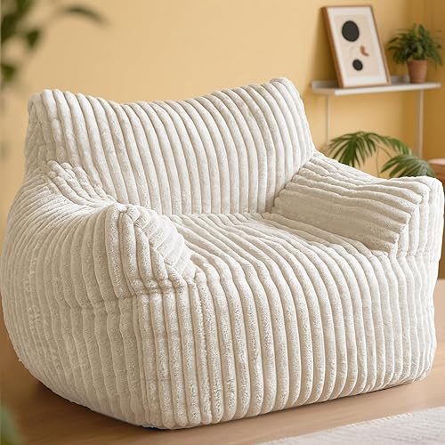 Vista 11 de Puf gigante, sofá acogedor de felpa de gran tamaño para adultos y niños con reposabrazos, cómodo mini sofá individual para sala de estar, dormitorio
