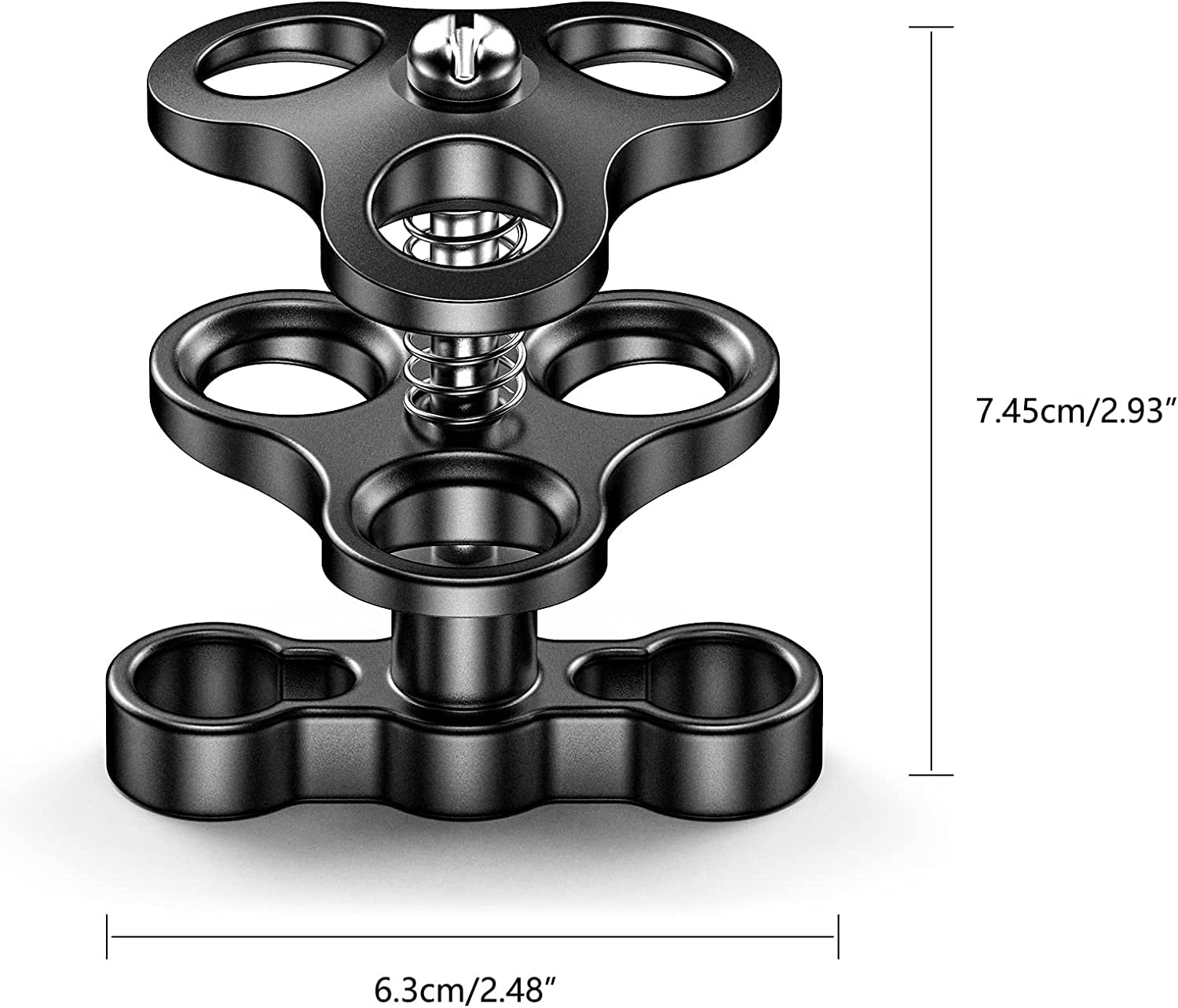 Seafrogs - Soporte de abrazadera de bola de aluminio de 1 pulgada, soporte adaptador de clip estándar de 360° para luz de buceo subacuático (CP-4-2 piezas)