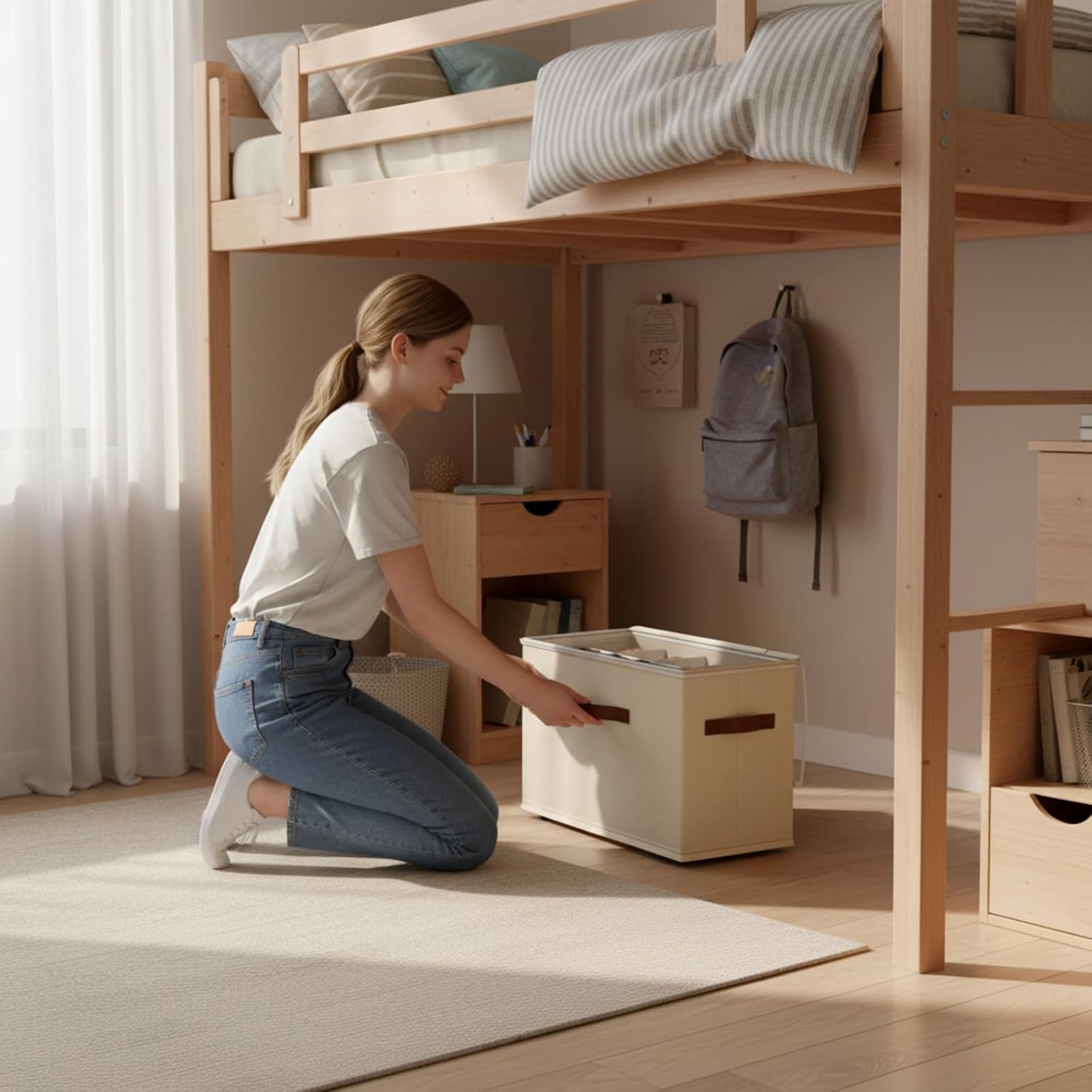 2 Pack Shoe storage Organizer for closet with wheels,No Assemble Required Shoe boxes with premium waterproof material，Adjustable Dividers Fits 16 Pairs,shoe Storage Bins with Reinforced Handle