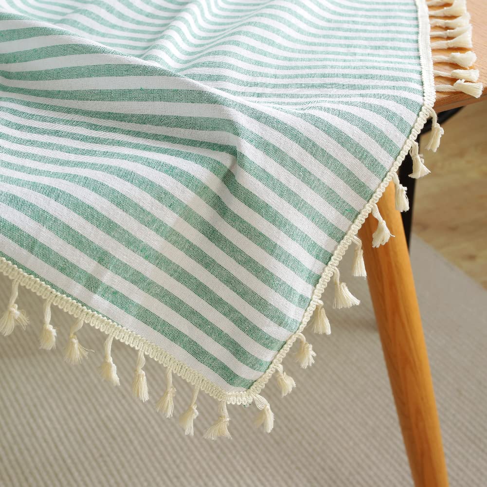 Meioro Manteles Rectangular Mantel Antimanchas Mantel para Mesa de Lino Striped Tassel Tablecloth La decoración del hogar es Adecuada para Interiores y Exteriores