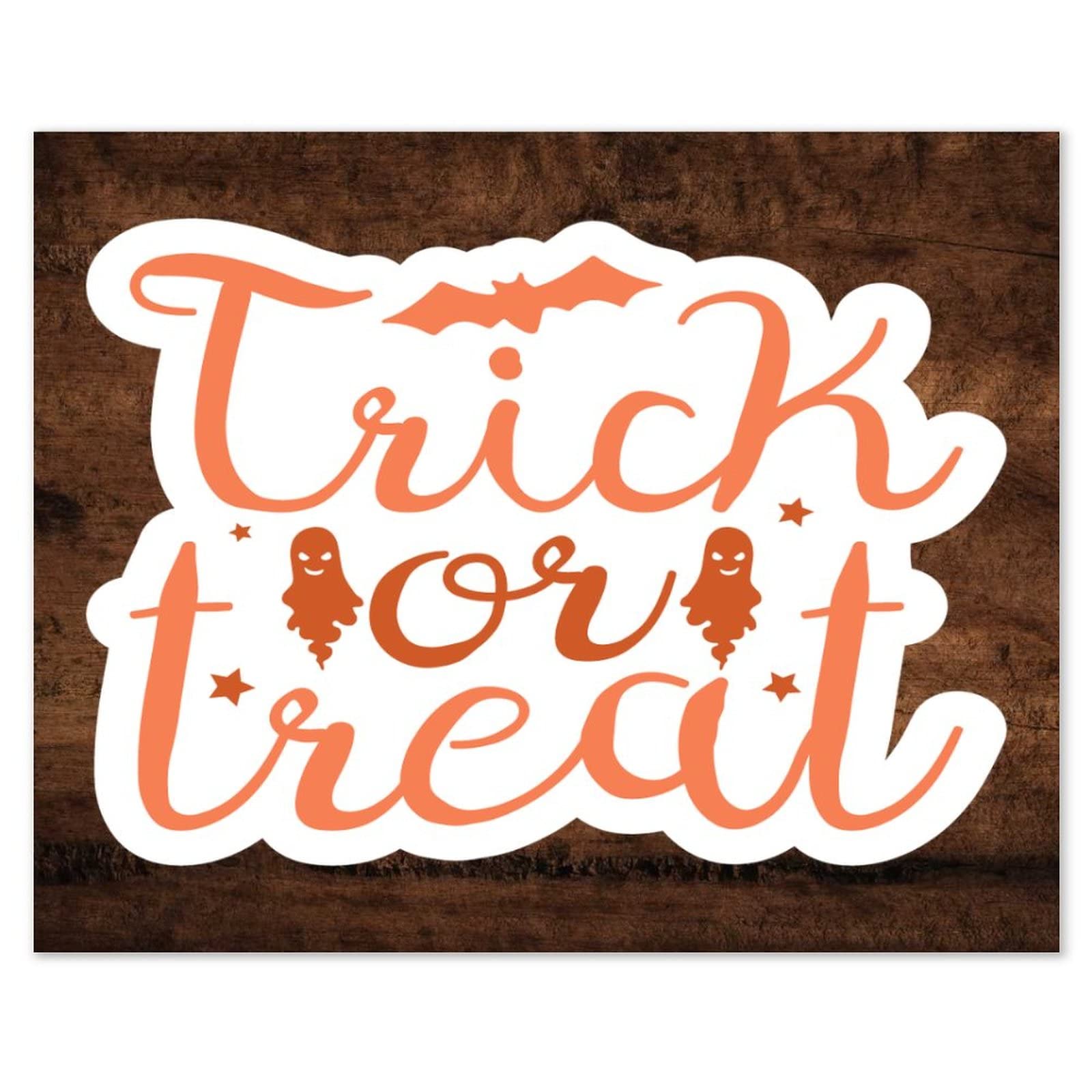 Plaque en bois Trick Or Treat avec dictons positifs déco salon bureau