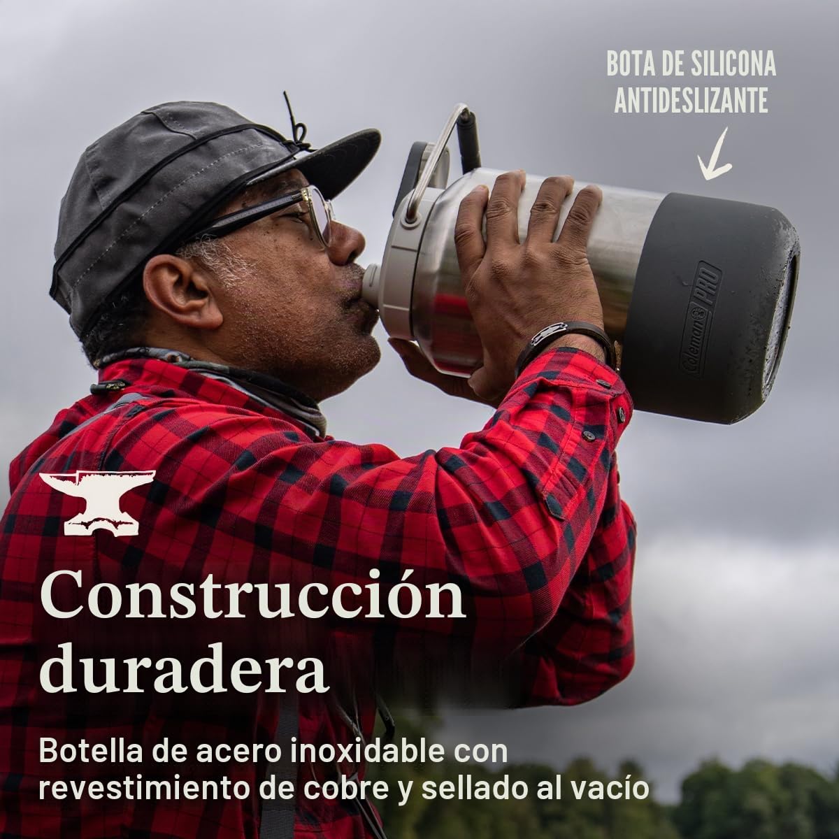 Coleman Pro - Jarra de agua aislada de alta resistencia a prueba de fugas para uso resistente al aire libre y lugares de trabajo, acero duradero con punto de anclaje para una máxima portabilidad