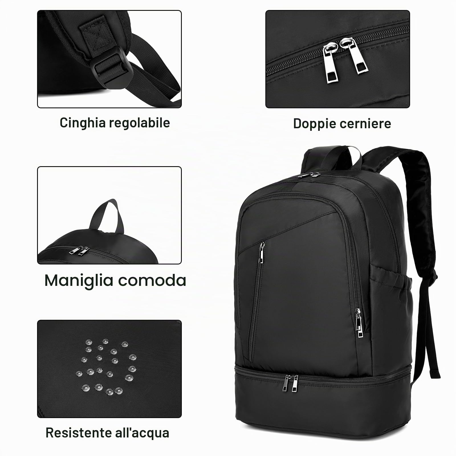 seyfocnia Zaino da palestra, zaino con scomparto per scarpe, zaino sportivo