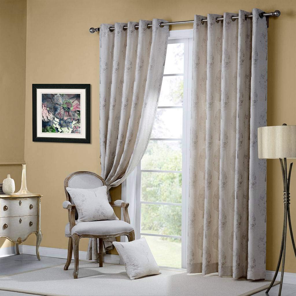 CLGTY Blackout Curtains for Bedroom Living Room, Modern Jacquard Linen Draperies Window, Draperies Blackout Thermal Insulated with Grommets-gray-52×84in(132×213CM) 1 Panel