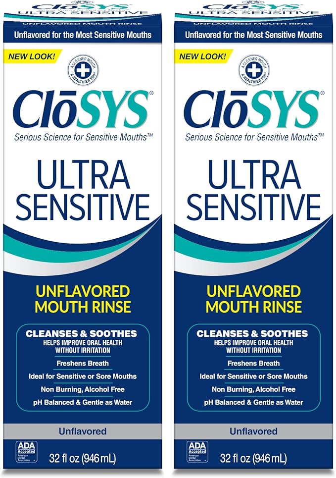 CloSYS 2Pack Original Unflavored Mouthwash, Alcohol Free, 32 ounce
