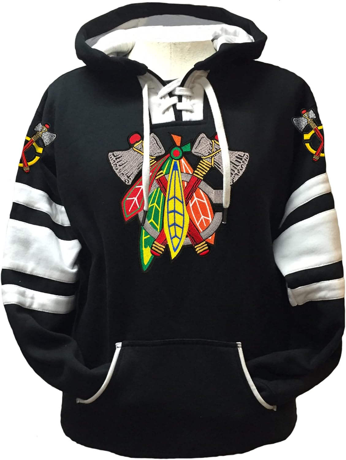 Fear The Feathers Game Day Chicago Hockey Hoodie Black/White