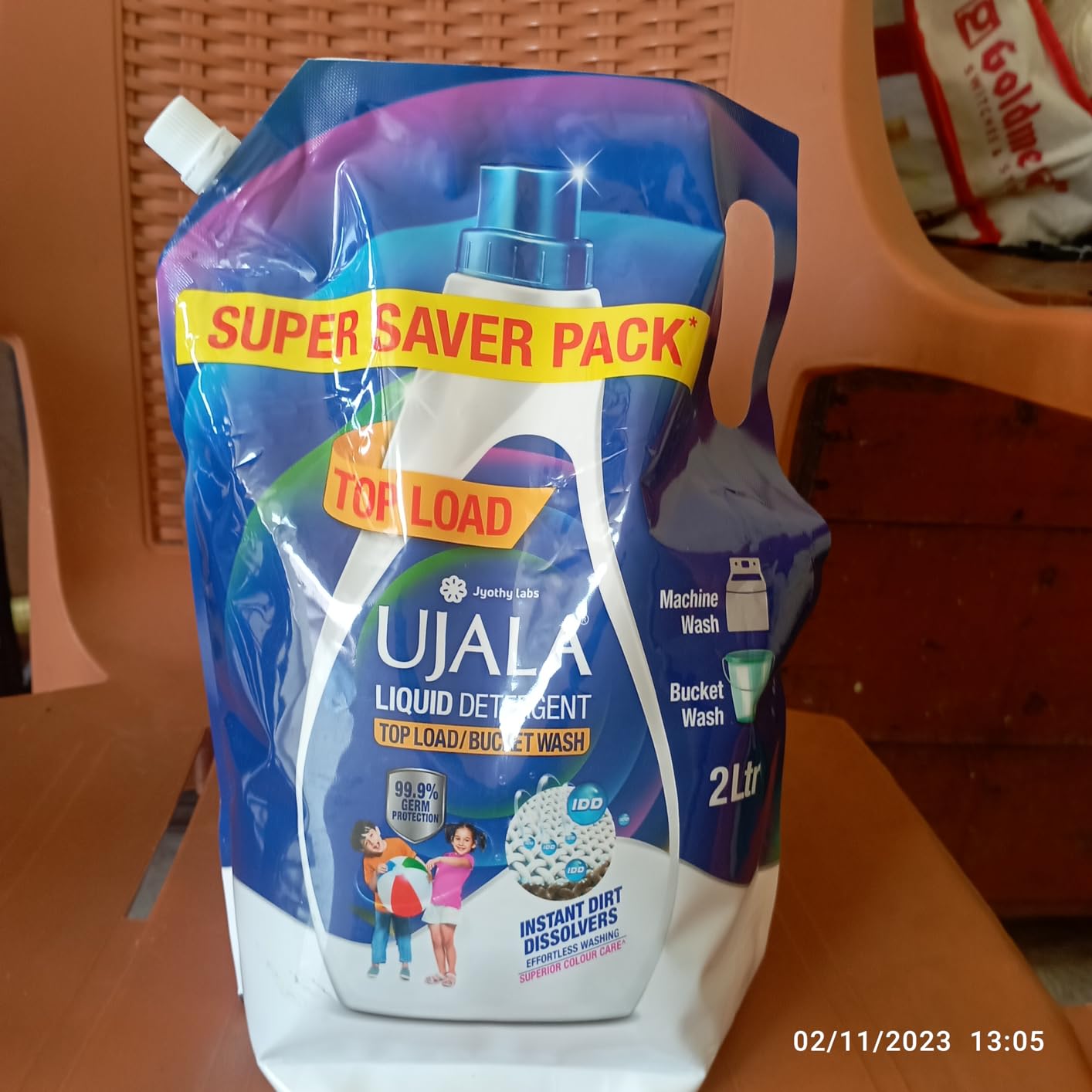 Ujala Liquid Detergent 2 L Refill for Bucket Wash & Top Load Washing