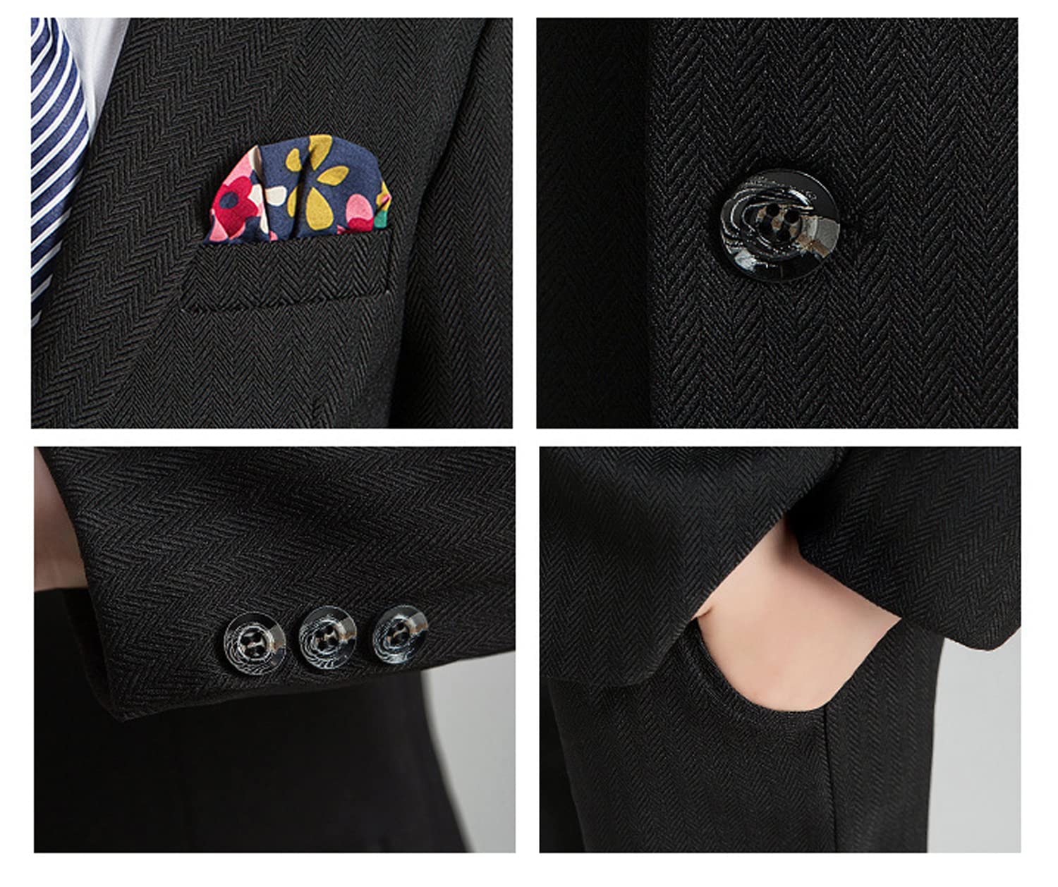 Chłopcy Jodełka Garnitur Trzy kawałki Dwa guziki Notch Lapel Smokingi dla Casual/Daily