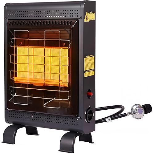 Propane Heater Indoor and Outdoor,18000 BTU Propane Patio Heater with ODS & Tip-over Protection, Outdoor Heaters with Gas Regulator & Hose Heat up to 450 Sq.Ft, for Patio, Garage, Camping,Workshops