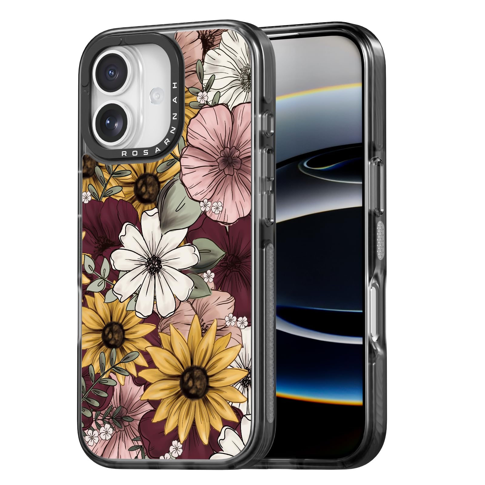 Coque iPhone 6,1 pouces antichoc Rosarnnah noire durable - 8