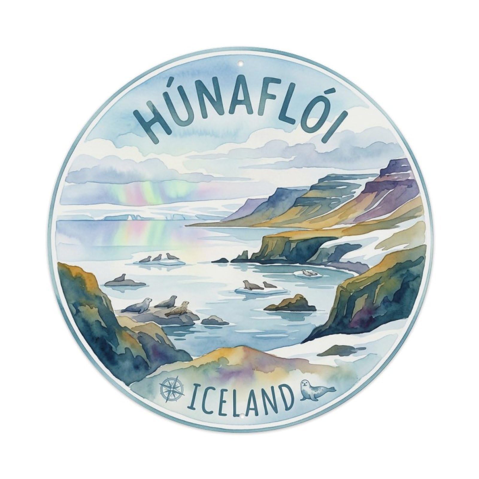 Vintage Travel Hunafloi Iceland Bay Metal Tin Sign