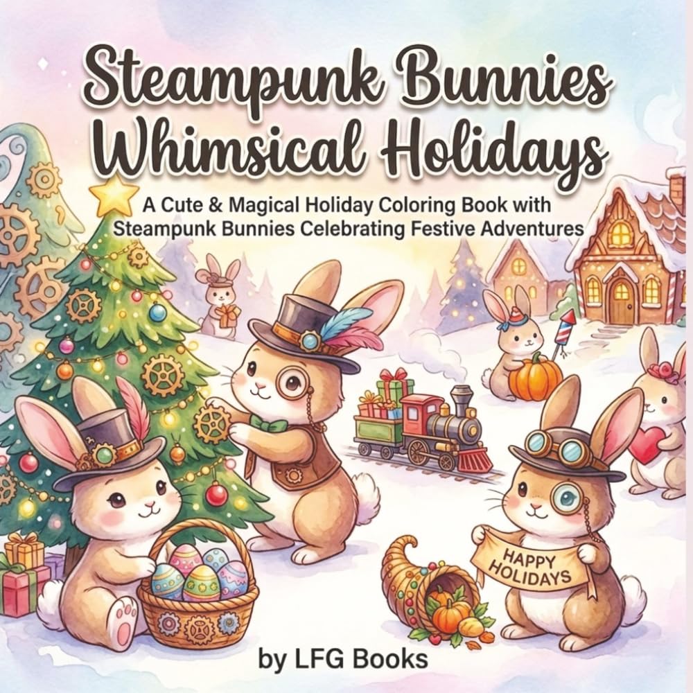 Steampunk Bunnies Whimsical Holidays: A Cute & Magical Holiday Coloring Book with Steampunk Bunnies Celebrating Festive Adventures (Steampunk Bunnies Whimsical Edition)