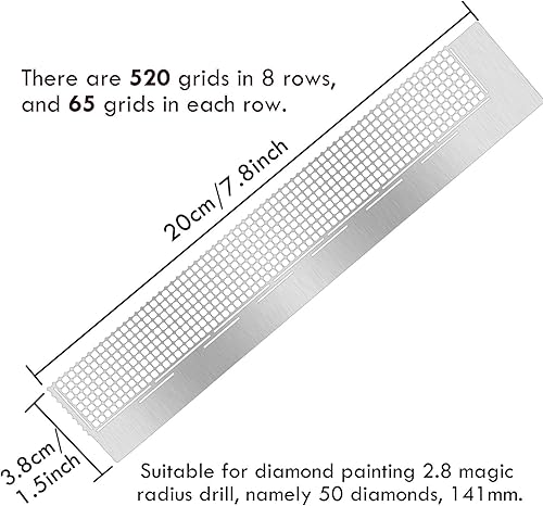 Miniatura 2 de Whaline Regla de pintura de diamante, regla de malla, herramienta de dibujo de diamante, regla de acero inoxidable, accesorios de pintura de