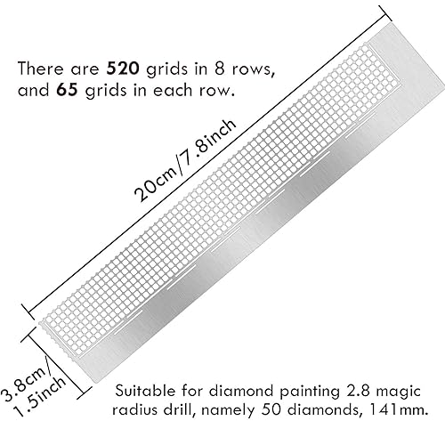 Miniatura 2 de Whaline Regla de dibujo de diamantes, regla de malla, herramienta de dibujo de diamante, regla de acero inoxidable, accesorios de dibujo de