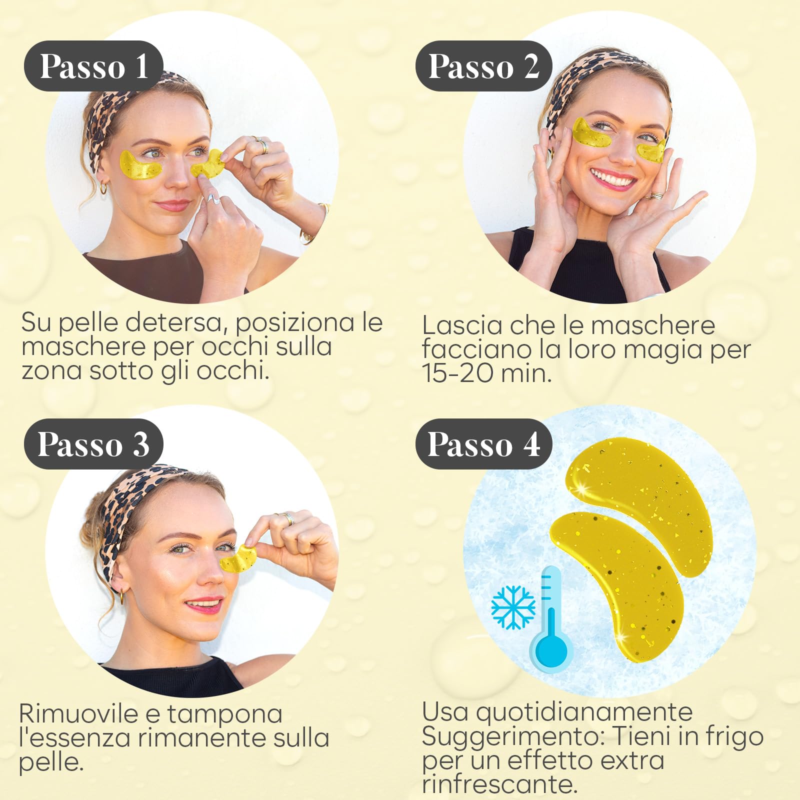 Patch Occhi Giorno e Notte, Maschera Occhi con Caffeina, Collagene e Acido Ialuronico, Patch Occhiaie e Borse, Maschera Occhiaie, Eye Mask per l'idratazione e Gonfiore (30 Paia)