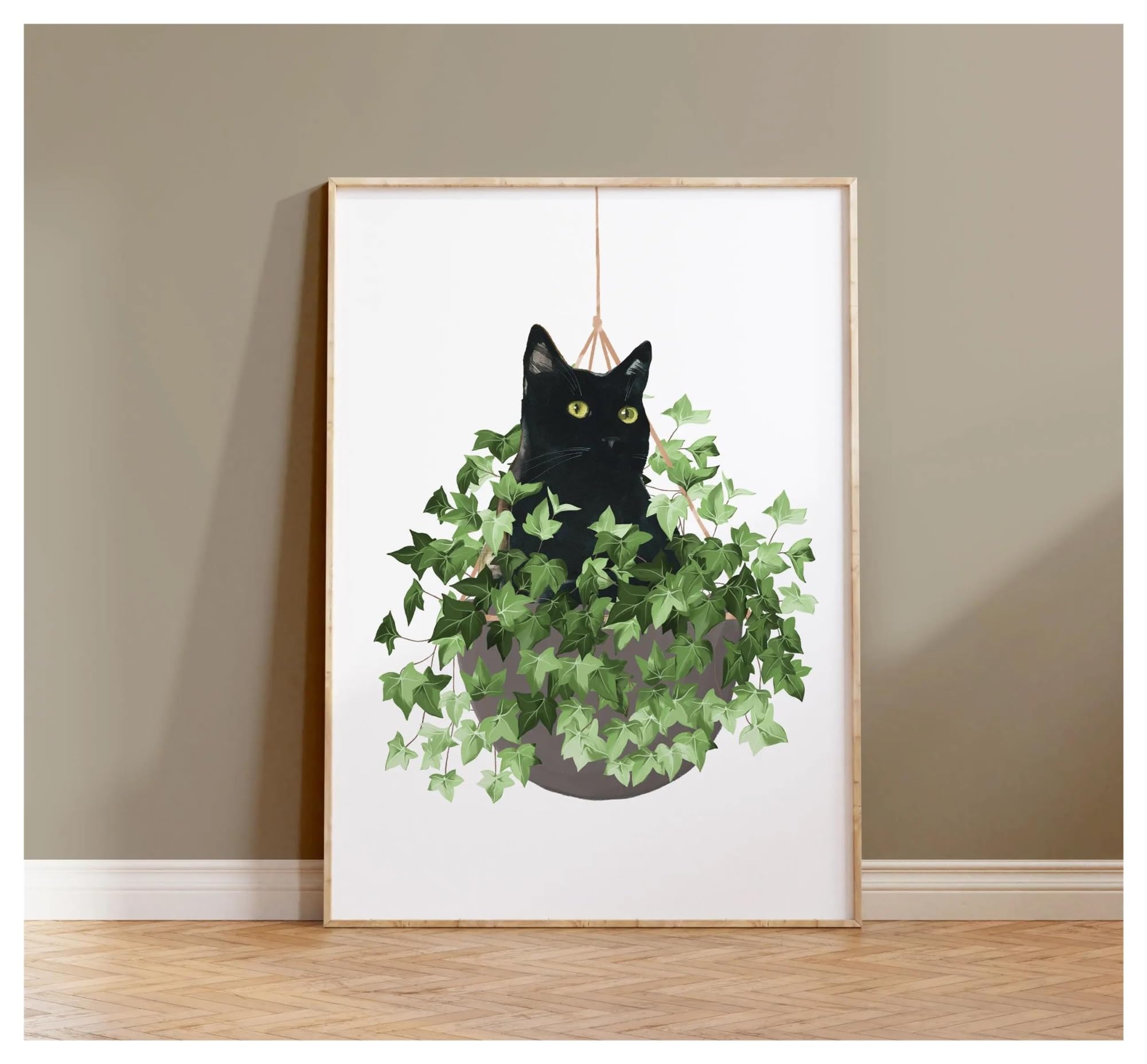 Póster de gato en lienzo con acabado acuarela que alegra la decoración del hogar