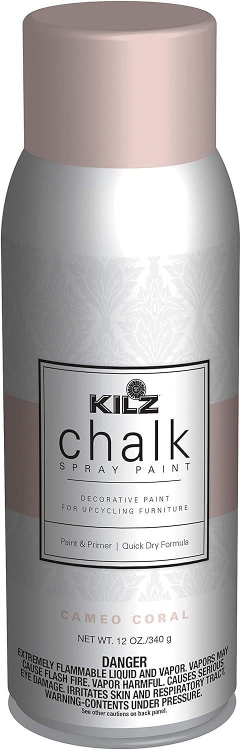 KILZ Chalk Spray Paint, Interior, Cameo Coral, 12 Ounces