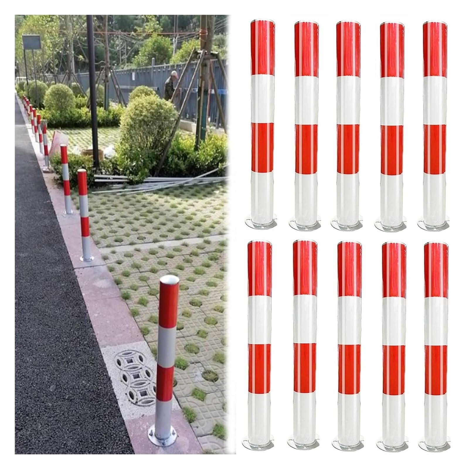 HCZKIUJY Traffic Delineator Post,Safety Warning Column, Metal Traffic Safety Bollard for Construction Cones Street Stanchions Parking Barrier Marking Warning (60cm/23.6)