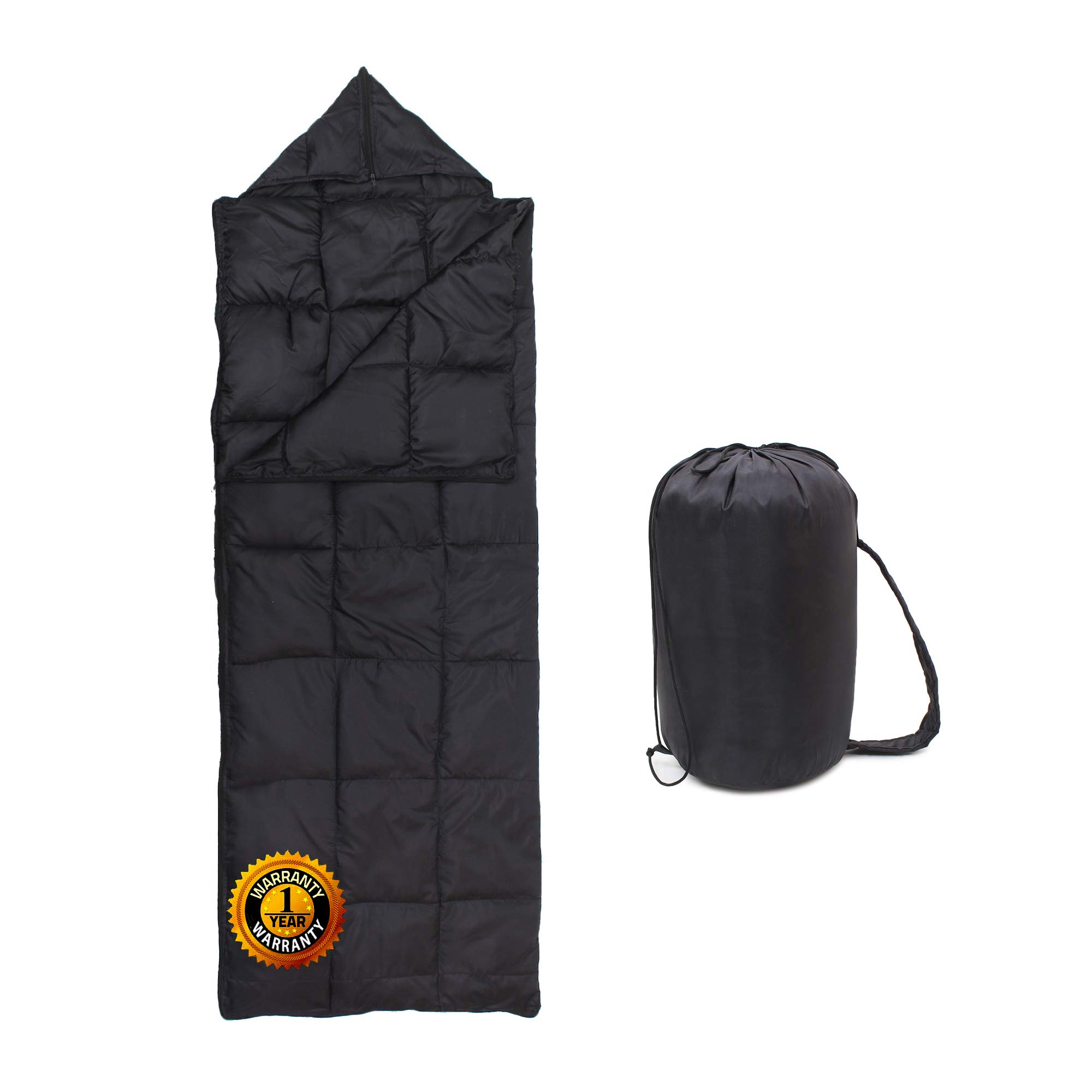 KLAIR Black Inner Warm Ultralight Outdoor Unisex Sleeping Bag-Temp(6° C To 15° c)-Size(190cm X 70cm) | Winter Sleeping Bag | Indoors Outdoors Tents | Best for Backpacking Camping Expeditions Mountain Hiking Traveling