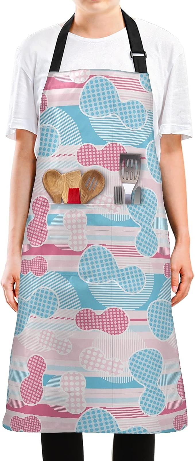 Apron Stripes Aprons for Men Women with Pockets Kitchen Apron