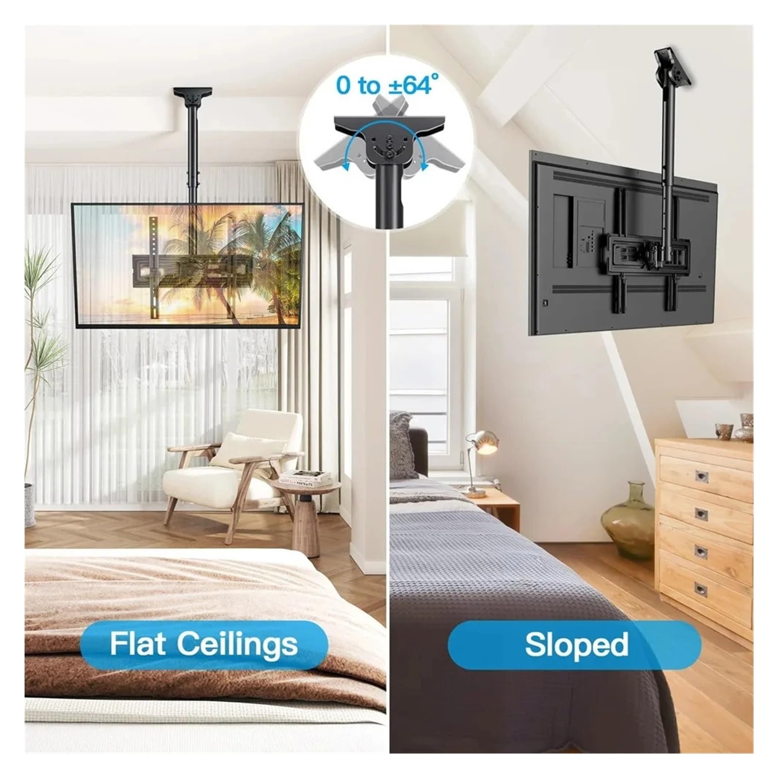Il Supporto for TV Da Soffitto Può Ruotare E Inclinarsi, Adatto for Monitor LCD LED Da 26-60 Pollici, Altezza Regolabile Su 6 Livelli, 400x400 Mm