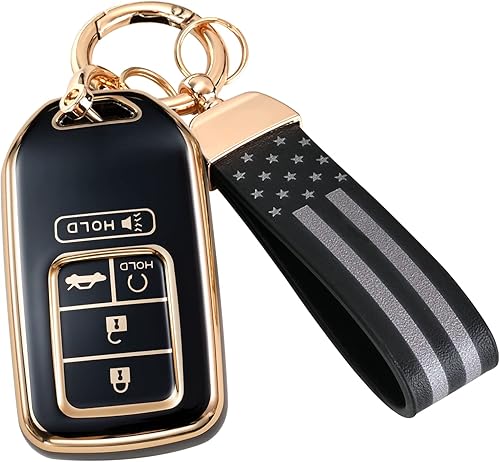 Miniatura 6 de Funda suave para llavero Honda, 4 5 botones, protección de TPU con llavero dorado de moda, compatible con Civic Accord Pilot CRV HRV CRZ Fit Odyssey