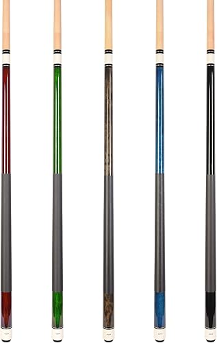 Miniatura 2 de ASKA Juego de 5 palos de taco de piscina de 58 pulgadas, construcción de 2 piezas, junta de 5/16 x 18, arce canadiense Hard Rock, punta pegada dura