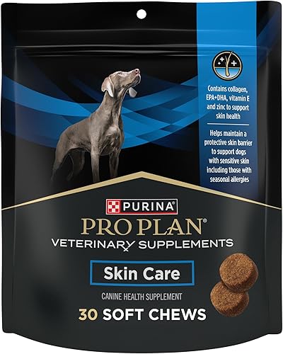Purina Pro Plan - Suplementos veterinarios para el cuidado de la piel para perros con aceite de pescado omega-3 y EPA y DHA (paquete de 1) bolsas de