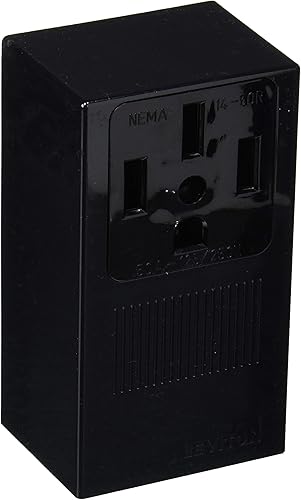 Leviton 55050 50 amperios, 125250 voltios, NEMA 14-50R, 3P, 4W, receptáculo de montaje en superficie, hoja recta, grado industrial, conexión a
