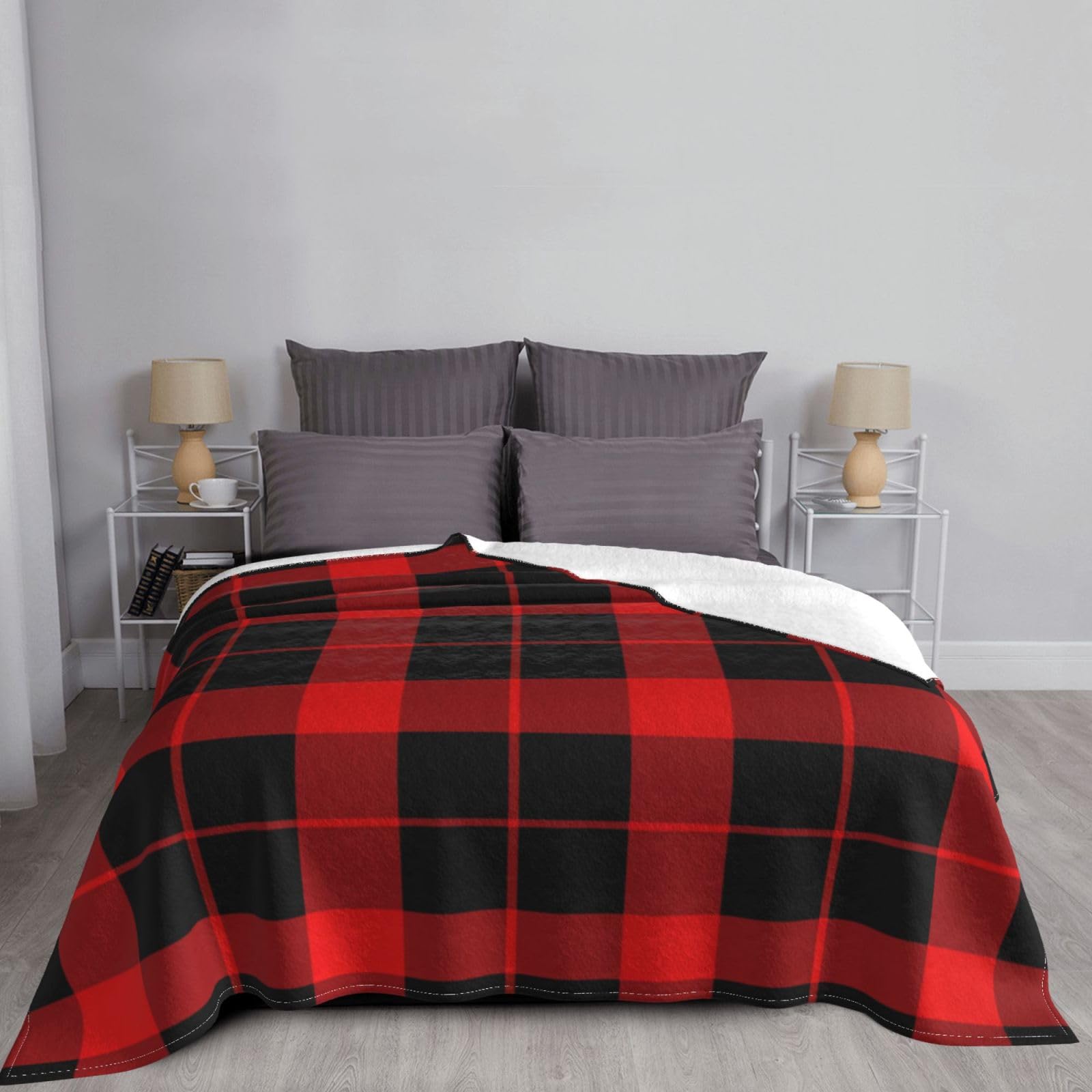 Mexpekil Coperta natalizia a quadri, morbida e calda, coperta in pile di flanella, decorativa, per letto, divano, viaggio, 150 x 200 cm