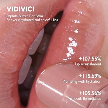 VIDIVICI Peptide Butter Tint Balm | 10 Color Variants, Korean Moisturizing Lip Tint with Melting Peptide ComplexTM & Sheer Tinted Glow - 08 CHEERY UP (12g, 0.42Oz)