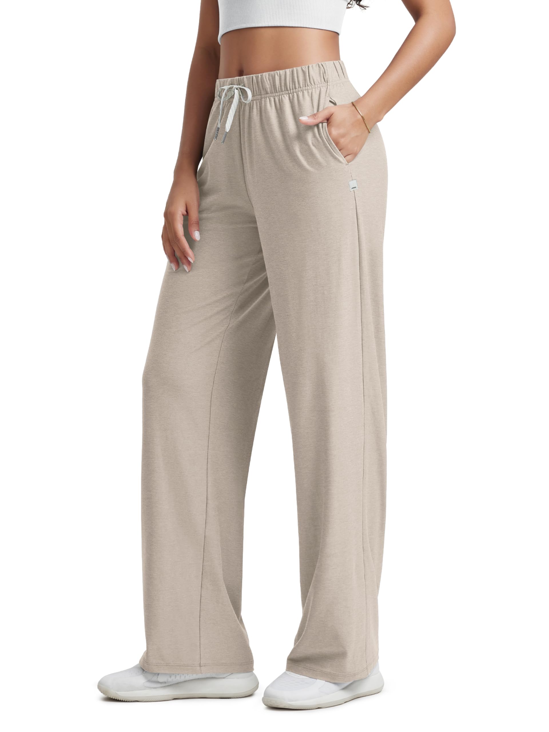 ODODOS Womens Straight Leg Pants Ultra Soft Stratum Tech Relaxed Casual Pajama Lounge Pants with Pockets-29 31 Inseam