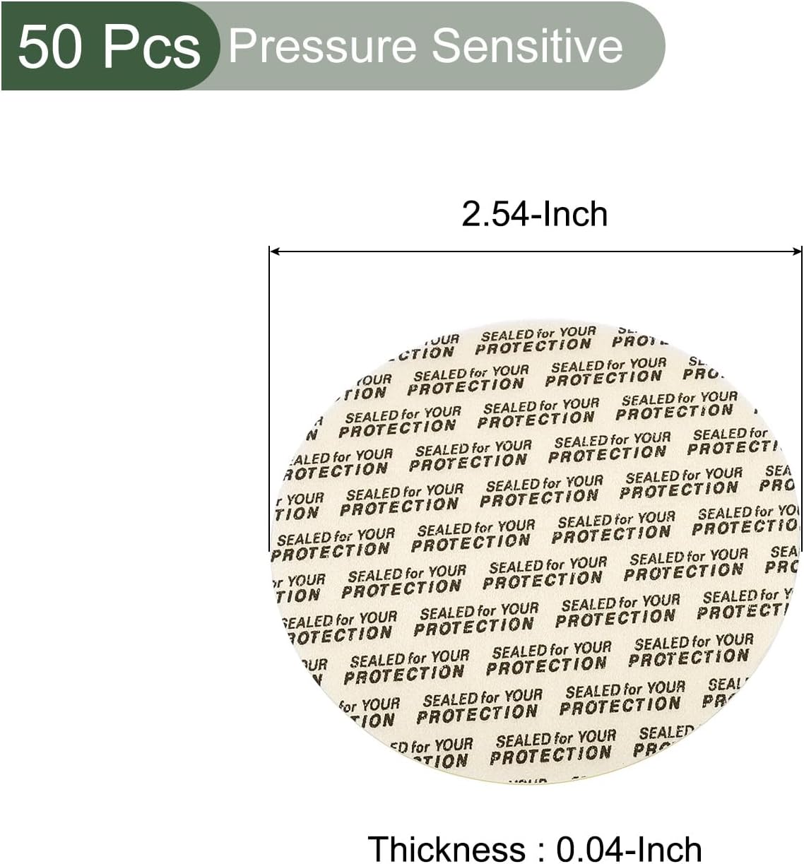 YOKIVE 50 Pcs Foam Lid Liner, Pressure Sensitive Seal Cap Jar Sealer with Dustproof Paper Back | Sealing Supplies, Great for Bottle Jar (White, 2.54-Inch)